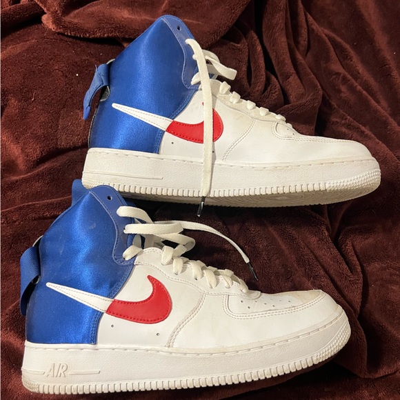 NIKE NBA Air Force 1, high, CLIPPERS, red/white/blue, only worn a couple times - Picture 1 of 8